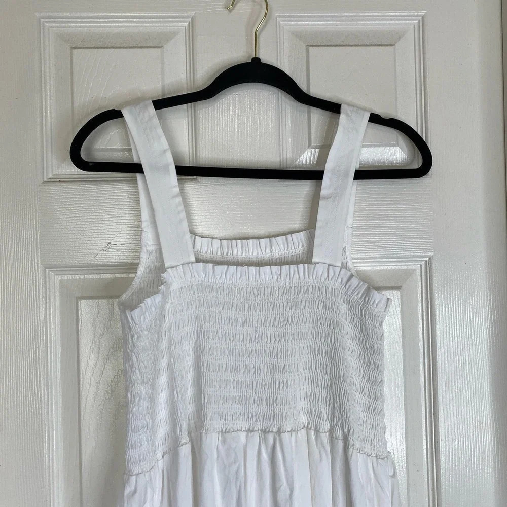 TROVATA Birds of Paradis Dolores Cotton Midi Dress Classic White Size Medium - Picture 11 of 11
